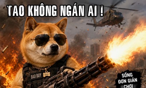 Bộ ảnh meme chó cầm súng, cầm dao biểu cảm bá đạo cực hài