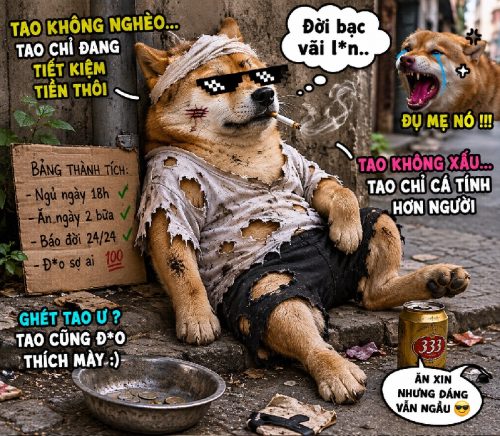 Kho meme chó rách biểu cảm tội nghiệp cực hài bá đạo