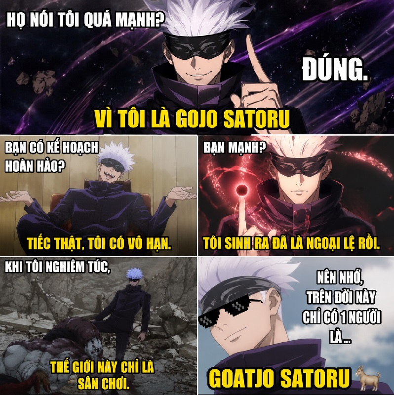 Gojo meme - Ảnh chế Gojo 1/2 bị cắt đôi cười ra nước mắt