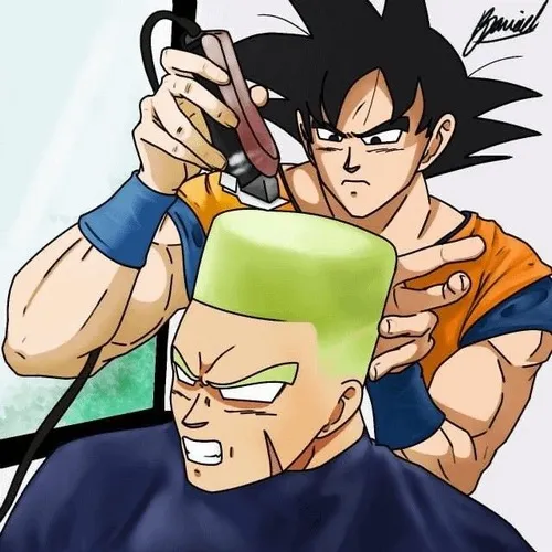 Ảnh vui Songoku nhìn Toriyama Akira với ánh mắt biết ơn
