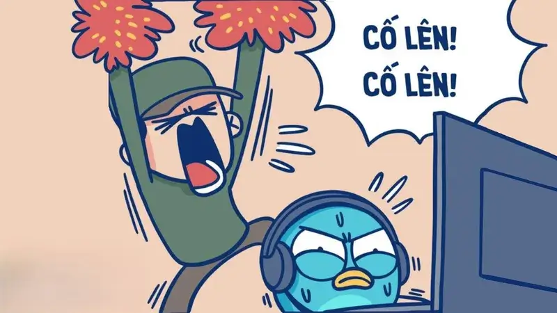 Nét mặt ngây ngô nhưng vẫn chan chứa cổ động