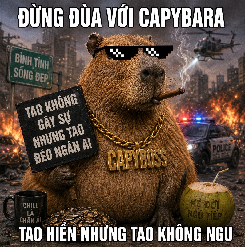 Ảnh chế Capybara meme vô tri cute đang bá đạo khắp MXH