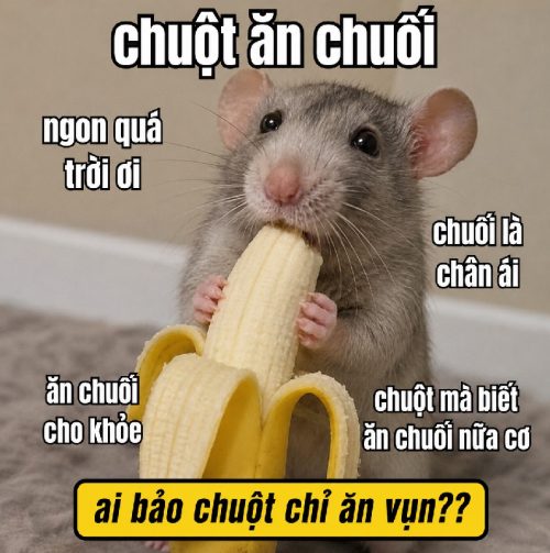 Kho meme chuột ăn chuối cute biểu cảm cực hài