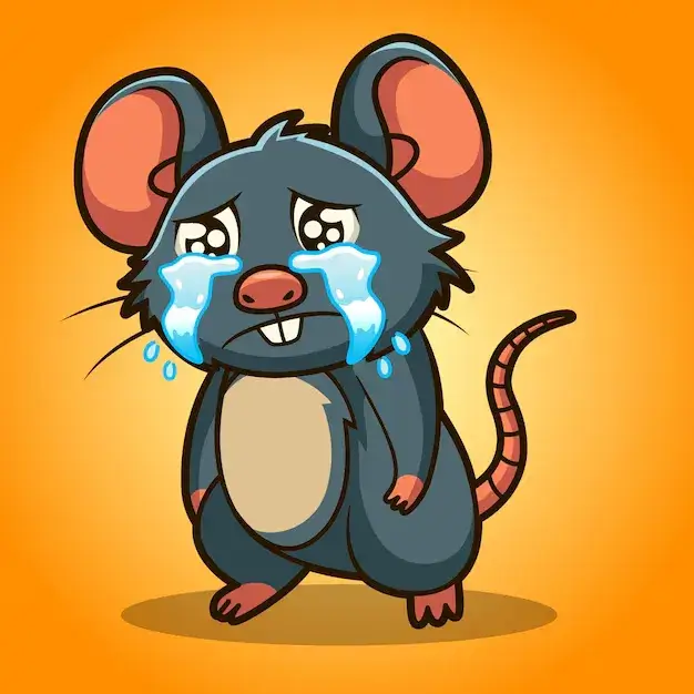 Hình ảnh chuột khóc hết nước mắt, đôi mắt đỏ hoe.