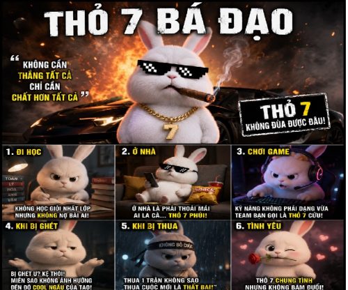 Thỏ 7 màu meme – Bộ ảnh chế nhí nhố ngầu đét siêu lầy