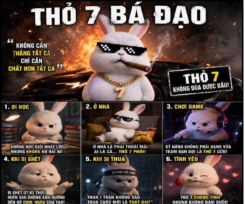 Thỏ 7 màu meme – Bộ ảnh chế nhí nhố ngầu đét siêu lầy