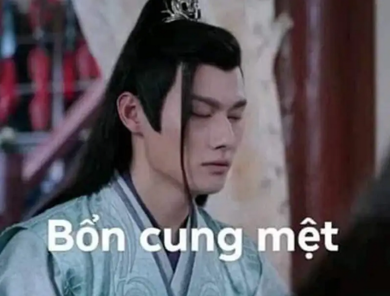 Dùng meme mệt mỏi biệu thị cảm xúc