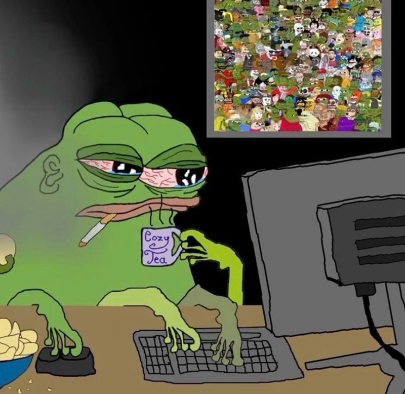 Pepe meme với gương mặt gắt gỏng hài hước