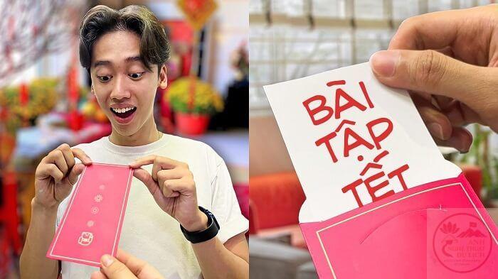 Khi nhận xong vẫn lịch sự chúc năm mới thật to.