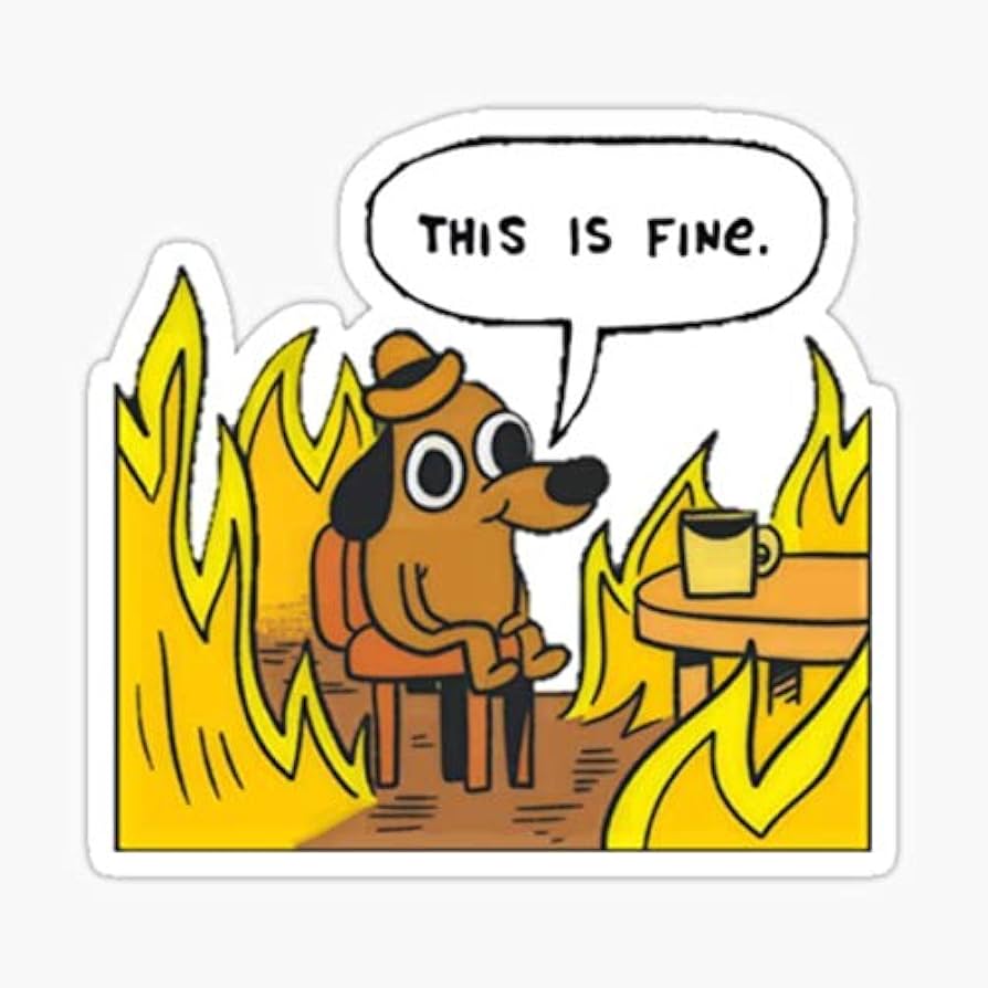 Amazon.com - This Is Fine - Dog Fire Meme Sticker - Graphic for Auto, Wall, Laptop, Cell, Truck Windows, Cars