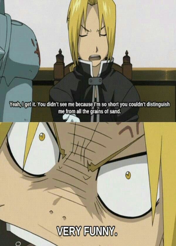 Edward Elric, funny, text, quote, comic, short; Fullmetal Alchemist | Edward elric short meme, Fma edward