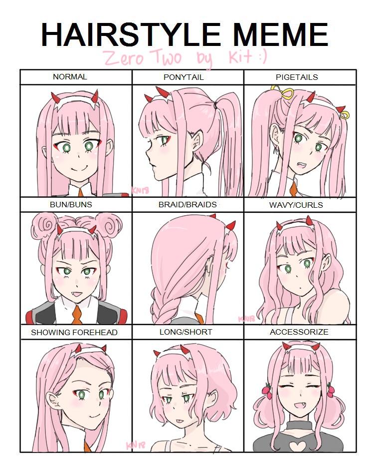 zero two hairstyle meme i did :') : r/DarlingInTheFranxx
