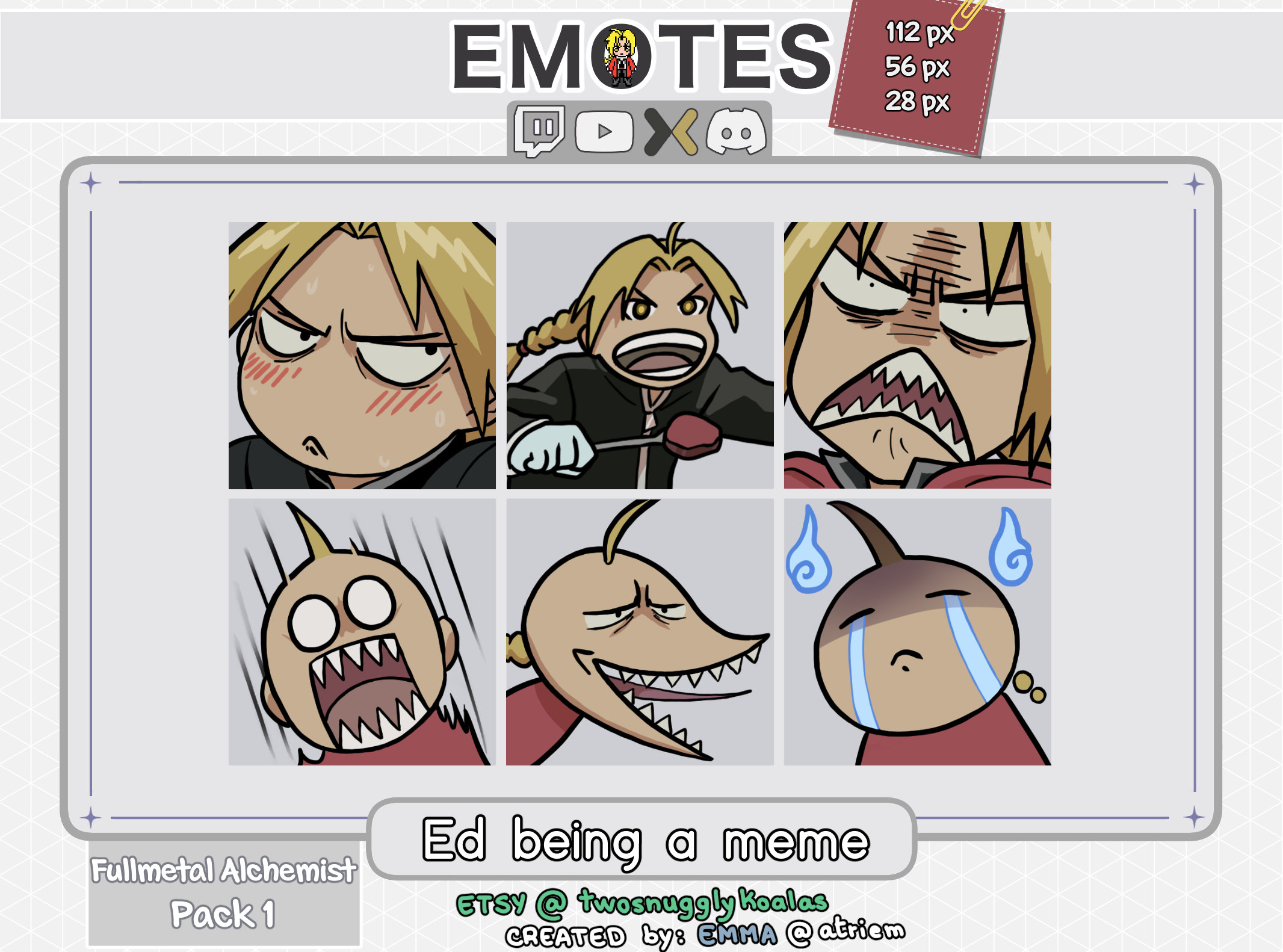 Emotes (stream) | Fullmetal Alchemist [pack 1] - Ed Being a Meme - Etsy Australia