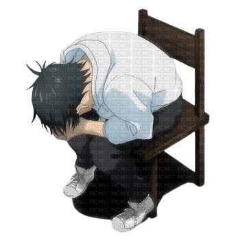 yuta okkotsu depressed chair jjk jujutsu kaisen, meme , depression , sad , sitting , tragic , think , life - Free PNG - PicMix