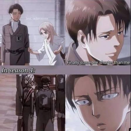 Poor Levi 😂 © @levi.ackermxnn #height #attackontitan #leviackerman #memes😂