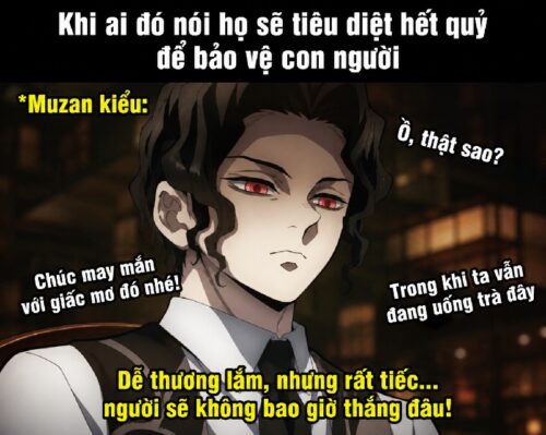 Ảnh troll meme Kibutsuji Muzan cười ra nước mắt mỗi ngày