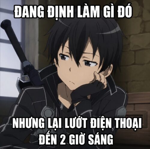 Sticker meme Kirito dùng chat cực chill ảnh chế hài hước