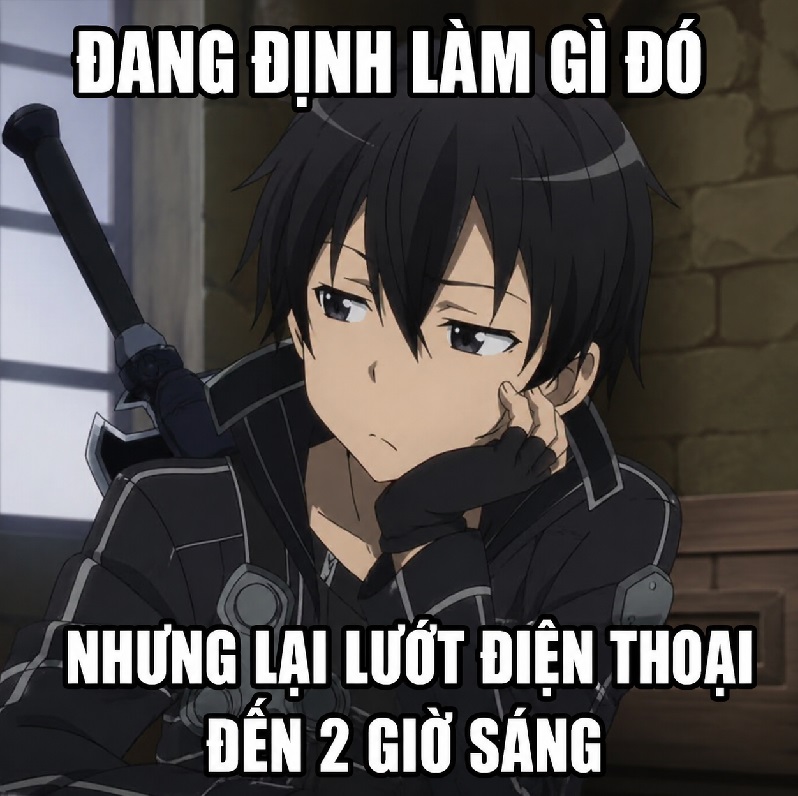 Sticker meme Kirito dùng chat cực chill ảnh chế hài hước