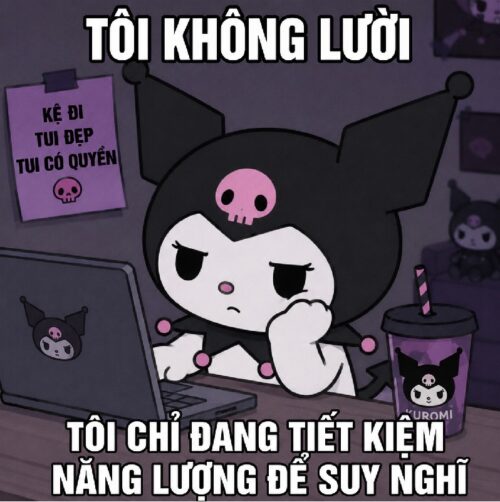 Ảnh troll meme Kuromi chế hài ngất cực vui nhộn