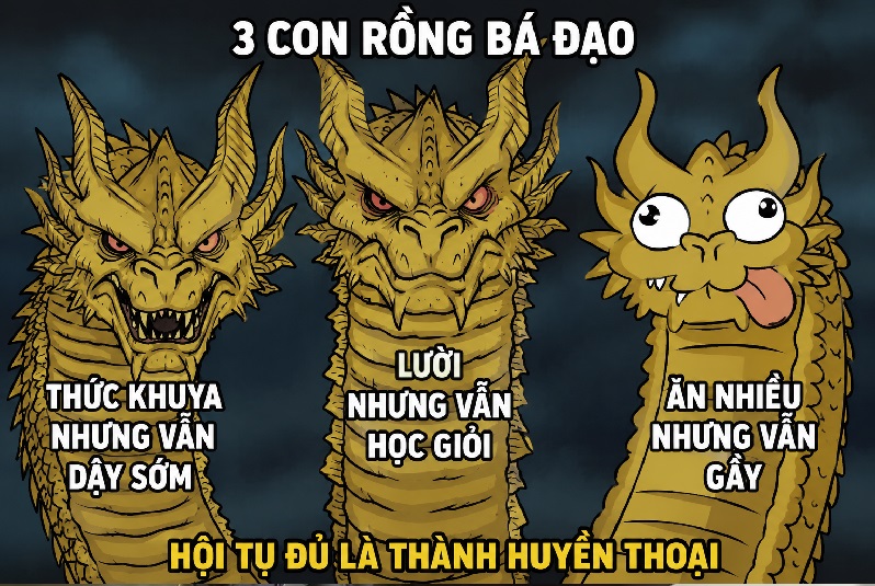 Meme 3 con rồng – Bộ ảnh chế rồng 3 đầu siêu hài chất