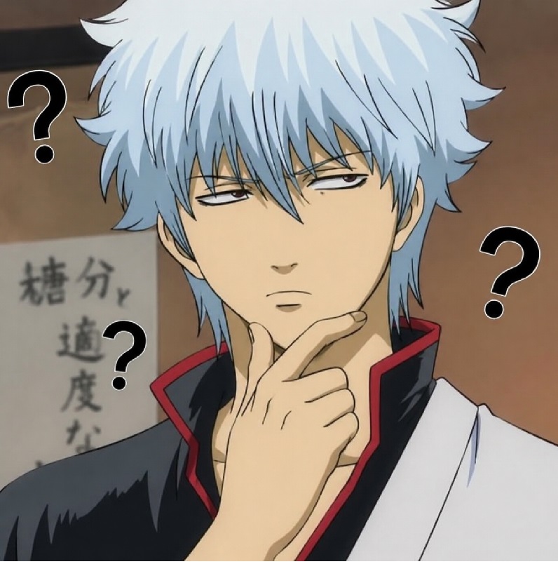 Sticker meme Gintoki Sakata dùng chat buồn vui lẫn lộn