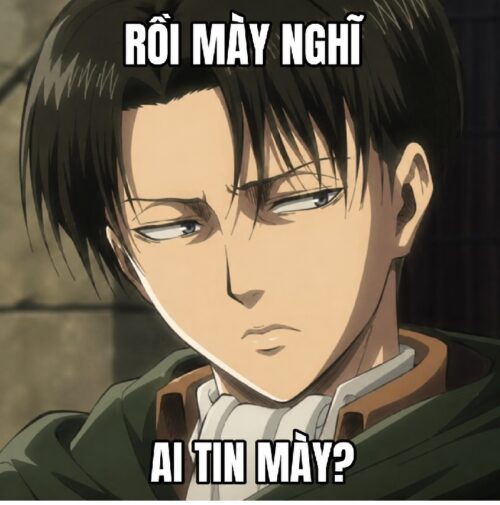 Sticker meme Levi Ackerman dùng chat cực ngầu