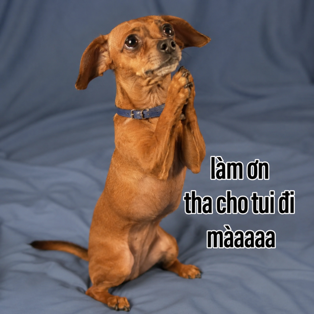 Meme cầu xin – Ảnh chế quỳ van xin tha thứ siêu hài