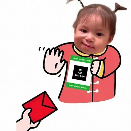 Meme lì xì thay lời chúc năm mới nhiều tài lộc.