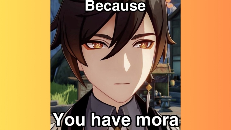 Meme Genshin - Zhongli quên mang Mora