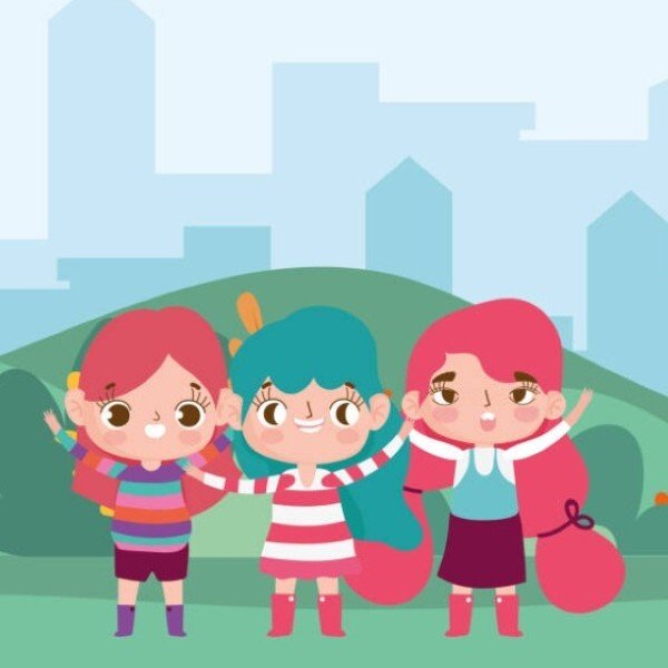 Avatar nhóm 3 người cute phong cách tối giản hiện đại