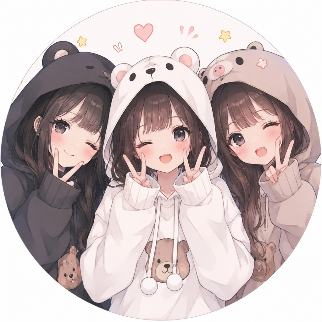 Avatar nhóm 3 người cute, dễ mến, trong trẻo, cá tính