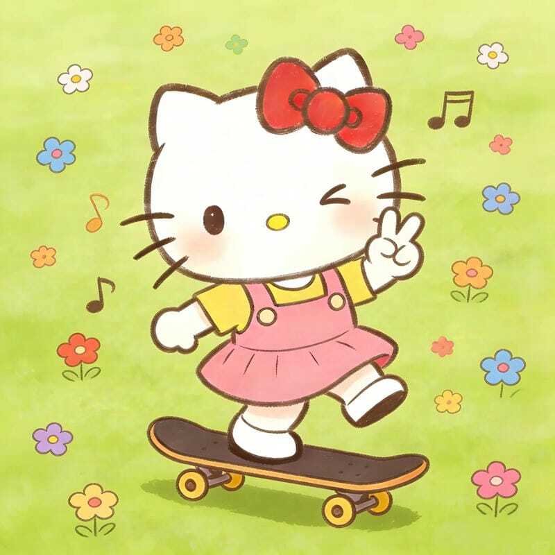 Avatar Hello Kitty cute với biểu cảm vui vẻ đáng yêu