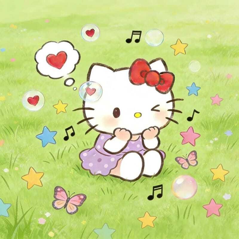 Hình ảnh avatar Hello Kitty cute với nơ hồng dễ thương