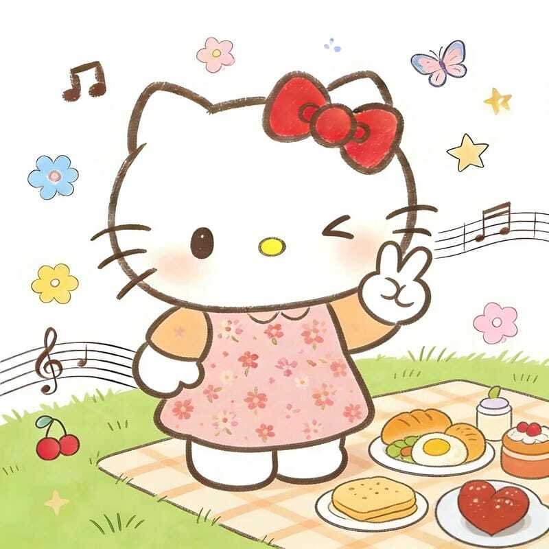 Avatar Hello Kitty cute phong cách chibi cực kỳ đáng yêu
