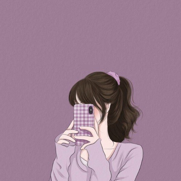 ảnh avatar đẹp anime cầm điện thoại che mặt 2