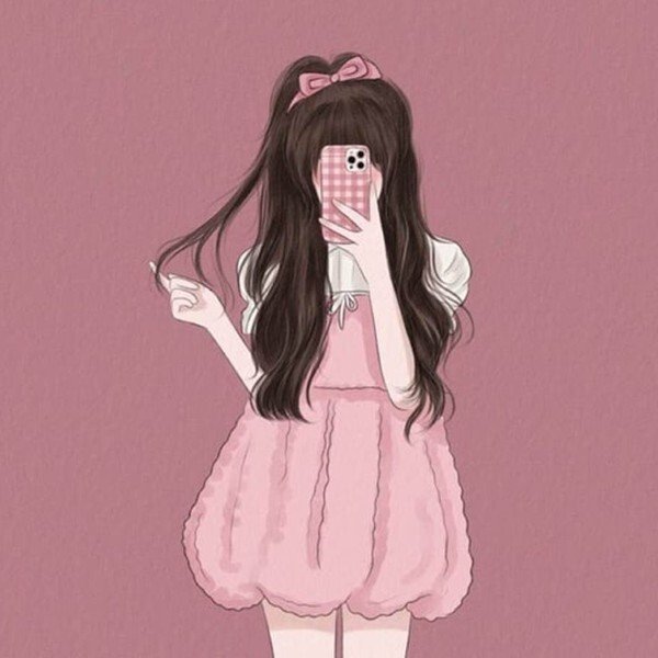 ảnh avatar đẹp anime cầm điện thoại che mặt 20