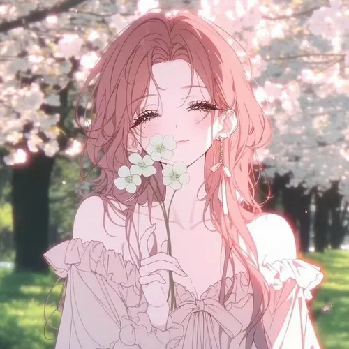 Hình đại diện anime khoe tóc dài mềm cùng biểu cảm ngại ngùng đáng yêu