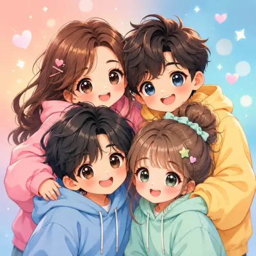 Avatar 4 người cute, nhỏ xinh, đáng iu, đáng yêu