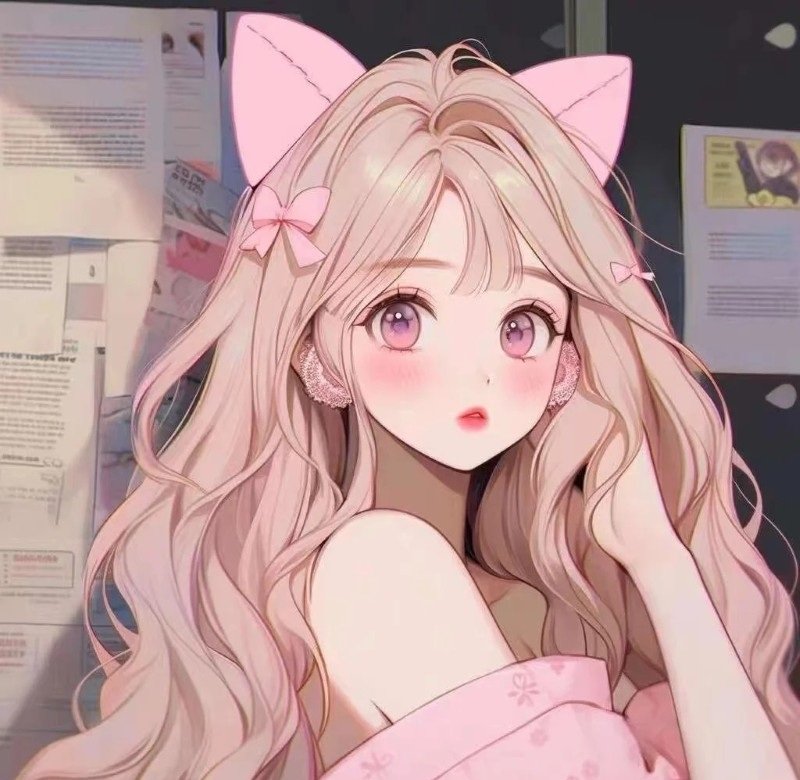 avatar anime màu hồng cute 15