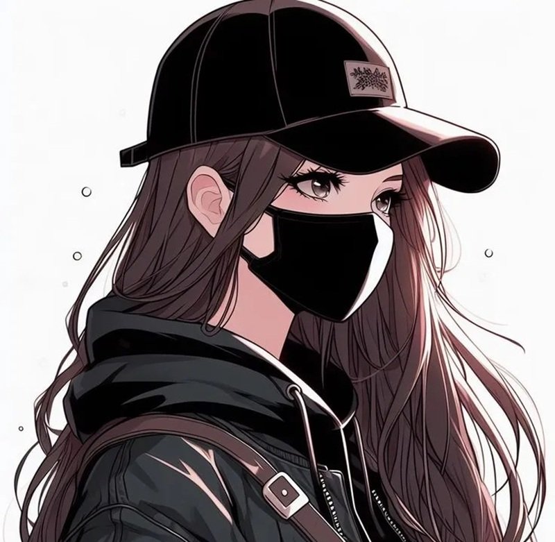 Avatar anime nữ đeo khẩu trang đen bí ẩn, lạnh lùng 8 avatar anime nữ đeo khẩu trang đen 18