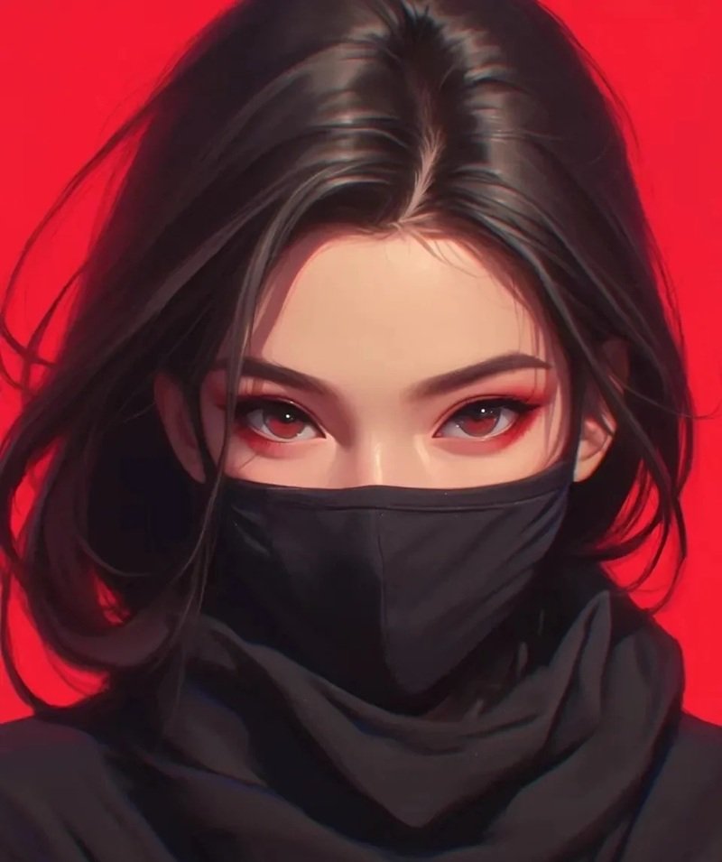 Avatar anime nữ đeo khẩu trang đen bí ẩn, lạnh lùng 4 avatar anime nữ đeo khẩu trang đen 2