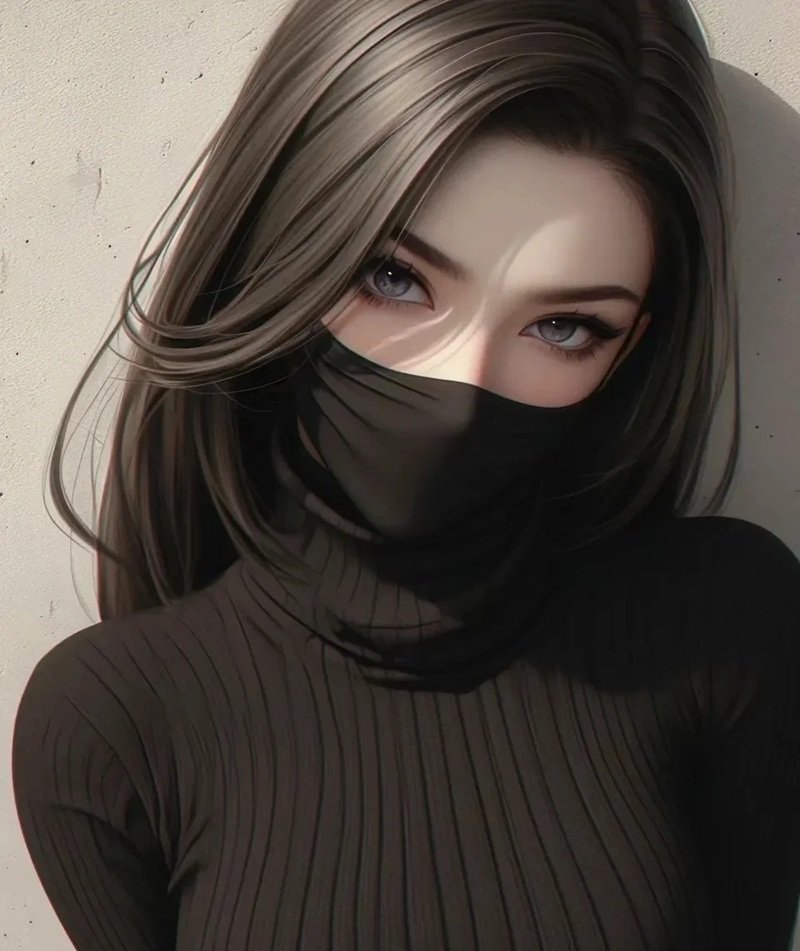 Avatar anime nữ đeo khẩu trang đen bí ẩn, lạnh lùng 11 avatar anime nữ đeo khẩu trang đen 21