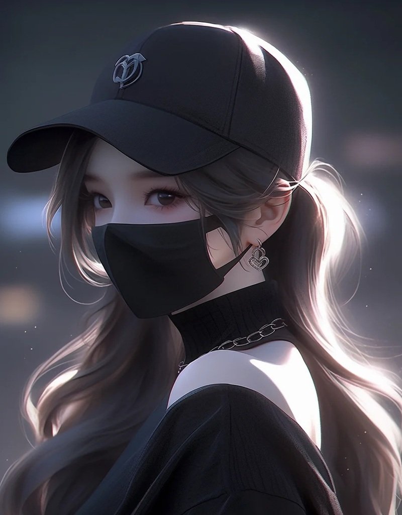 Avatar anime nữ đeo khẩu trang đen bí ẩn, lạnh lùng 12 avatar anime nữ đeo khẩu trang đen 22