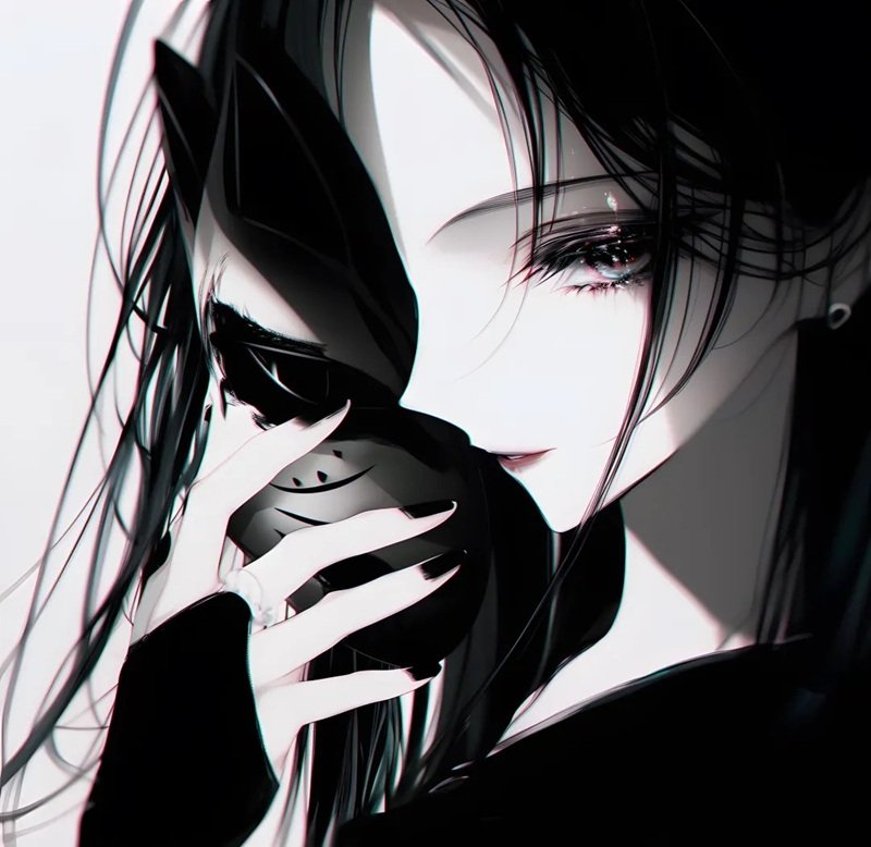 Avatar anime nữ đeo khẩu trang đen bí ẩn, lạnh lùng 13 avatar anime nữ đeo khẩu trang đen 23