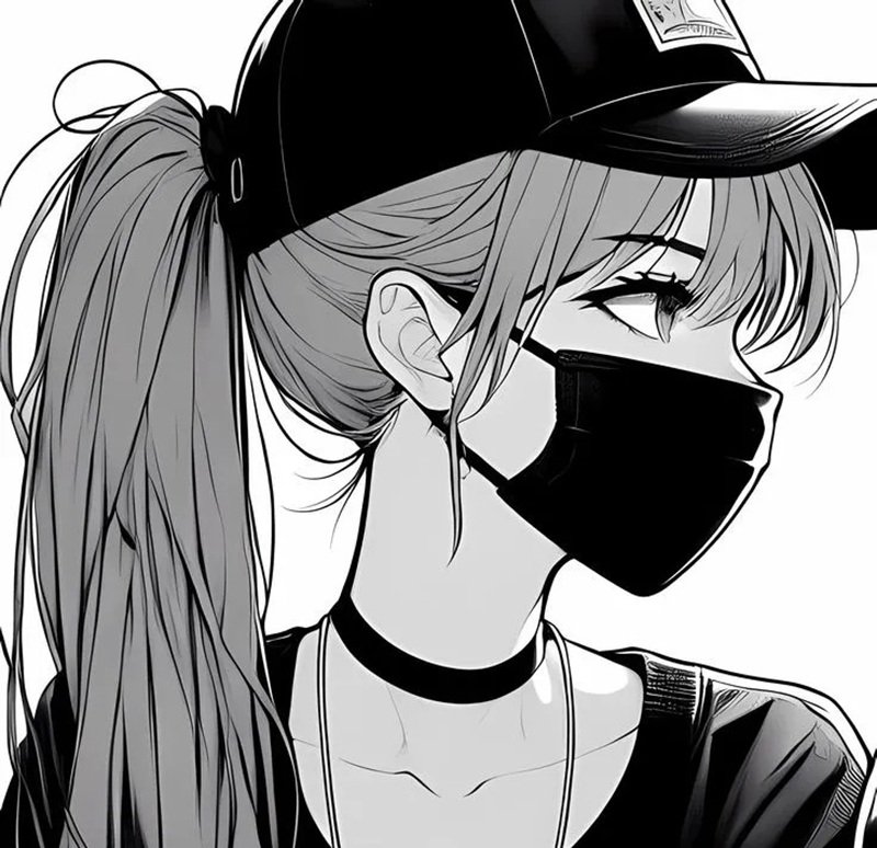 Avatar anime nữ đeo khẩu trang đen bí ẩn, lạnh lùng 14 avatar anime nữ đeo khẩu trang đen 24