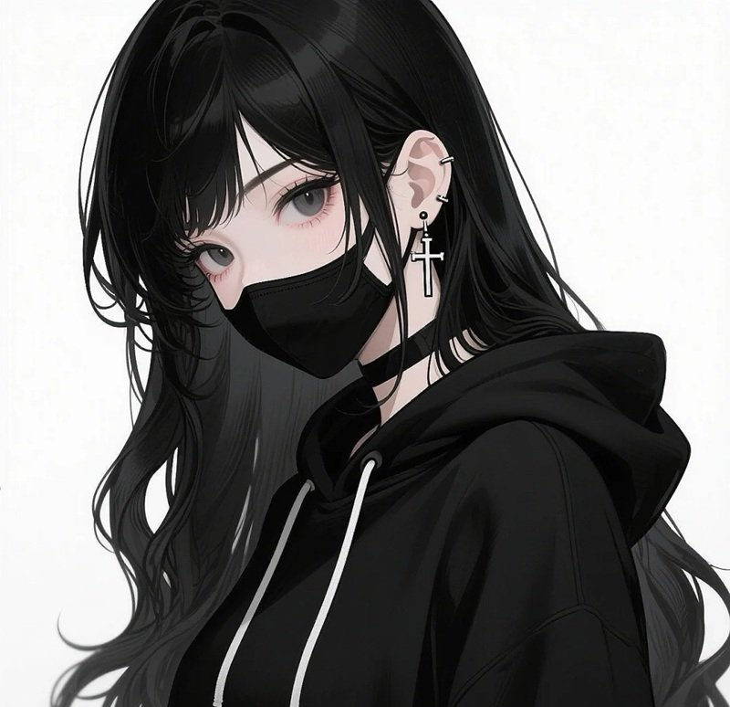 Avatar anime nữ đeo khẩu trang đen bí ẩn, lạnh lùng 18 avatar anime nữ đeo khẩu trang đen 28