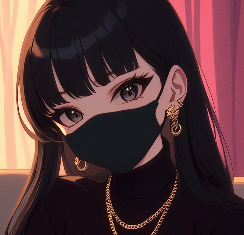 Avatar anime nữ đeo khẩu trang đen bí ẩn, lạnh lùng 22 avatar anime nữ đeo khẩu trang đen 32