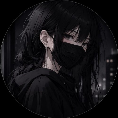 Avatar anime nữ đeo khẩu trang đen bí ẩn, lạnh lùng