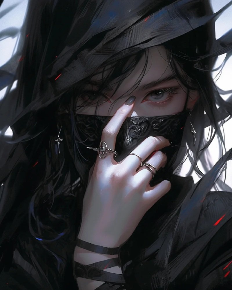Avatar anime nữ đeo khẩu trang đen bí ẩn, lạnh lùng 28 avatar anime nữ đeo khẩu trang đen 7
