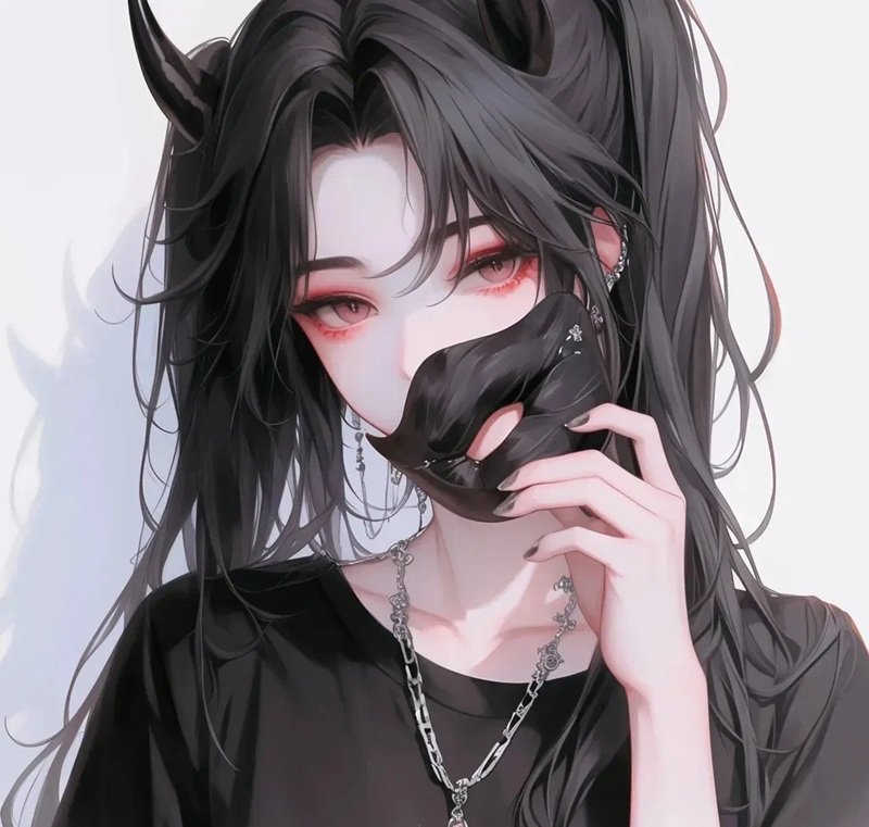 Avatar anime nữ đeo khẩu trang đen bí ẩn, lạnh lùng 30 avatar anime nữ đeo khẩu trang đen 9